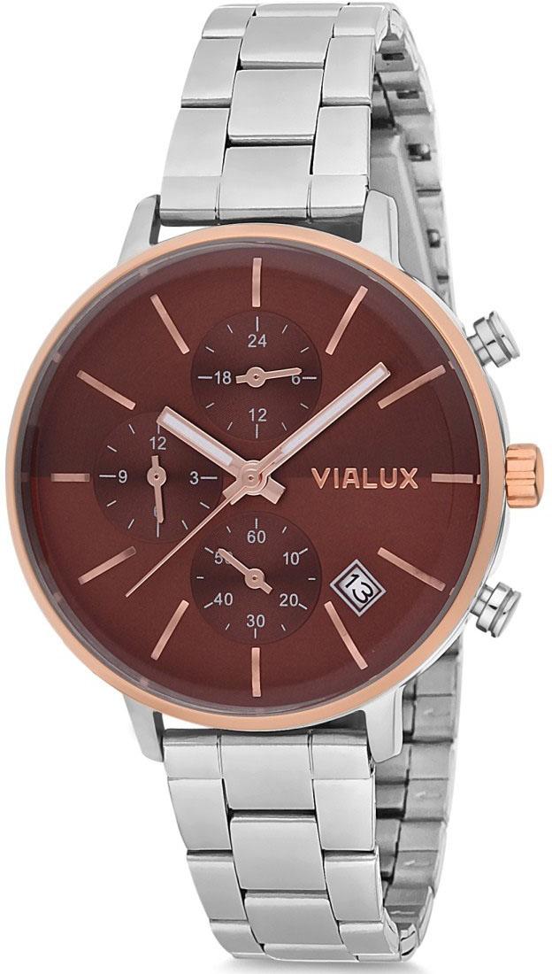 Vialux LY522T-06SR Takvimli 38 mm Gri Çelik Kordon Analog Kadın Kol Saati