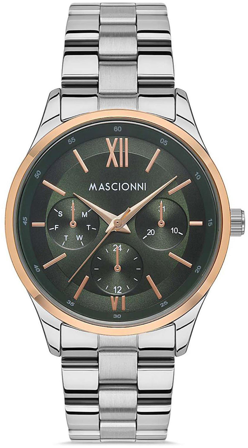 Mascionni M.1.1107A.05 Takvimli 36 mm Gri Çelik Kordon Analog Kadın Kol Saati