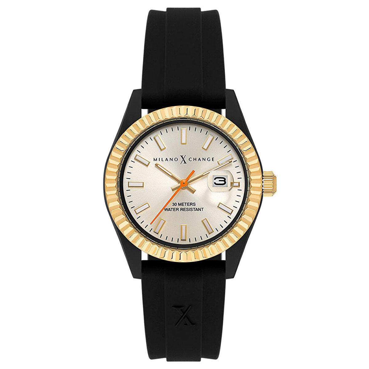 Milano X Change MXL6114 Takvimli 31 mm Siyah Silikon Kordon Analog Kadın Kol Saati
