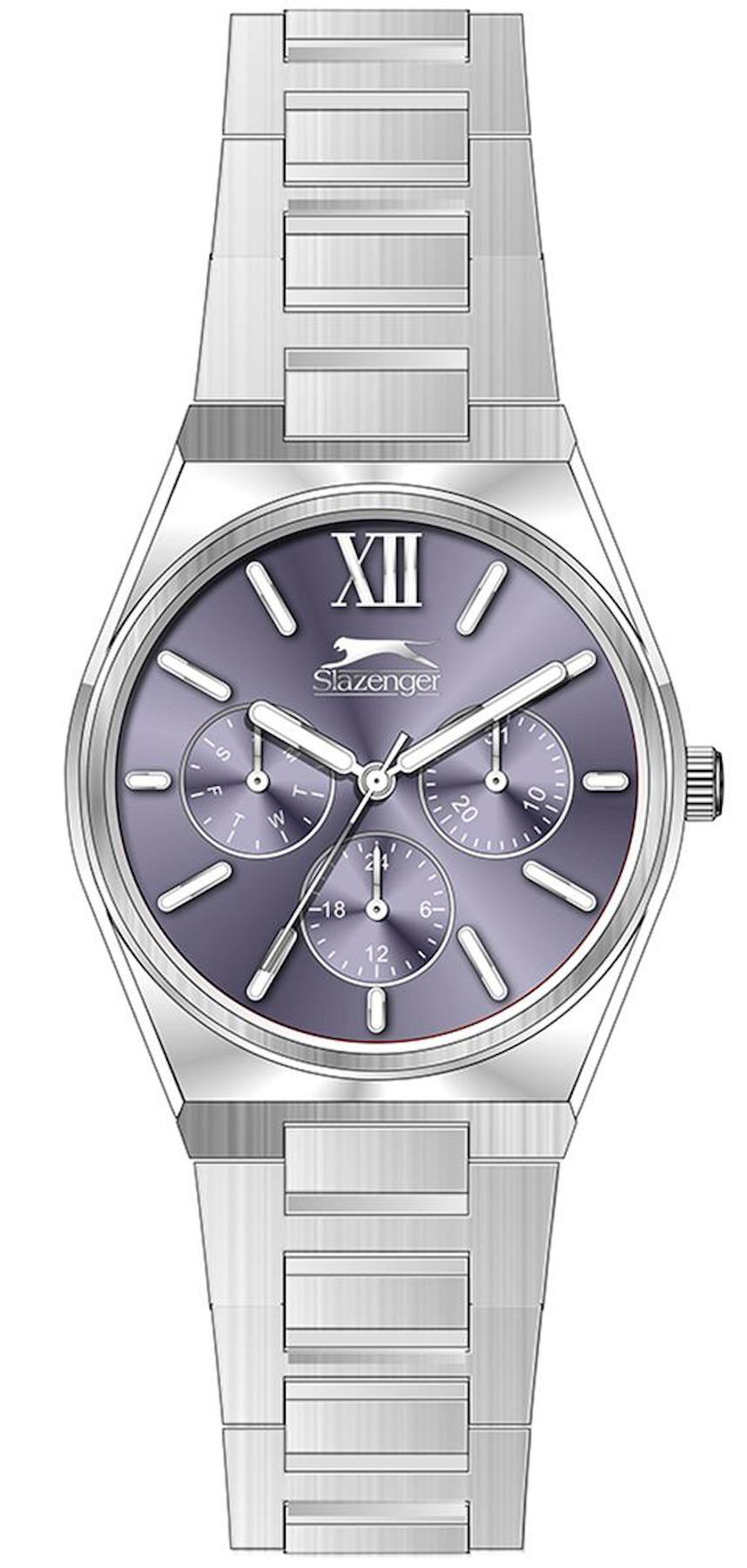Slazenger SL.09.2243.4.08 Takvimli 36 mm Gri Çelik Kordon Analog Kadın Kol Saati