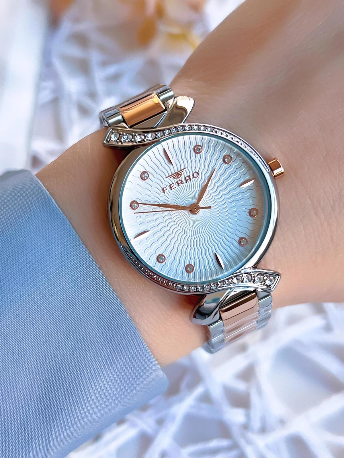 Ferro BFL21254-E 36 mm Gri-Rose Gold Çelik Kordon Analog Kadın Kol Saati