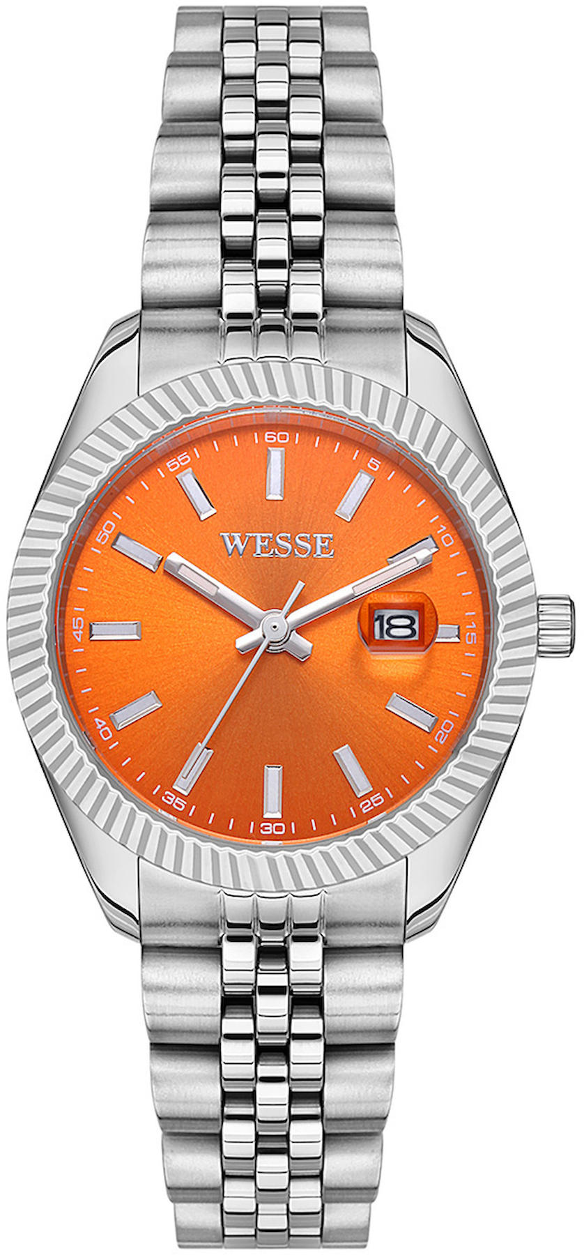 Wesse WWL111507 Takvimli 34 mm Gri Çelik Kordon Analog Kadın Kol Saati