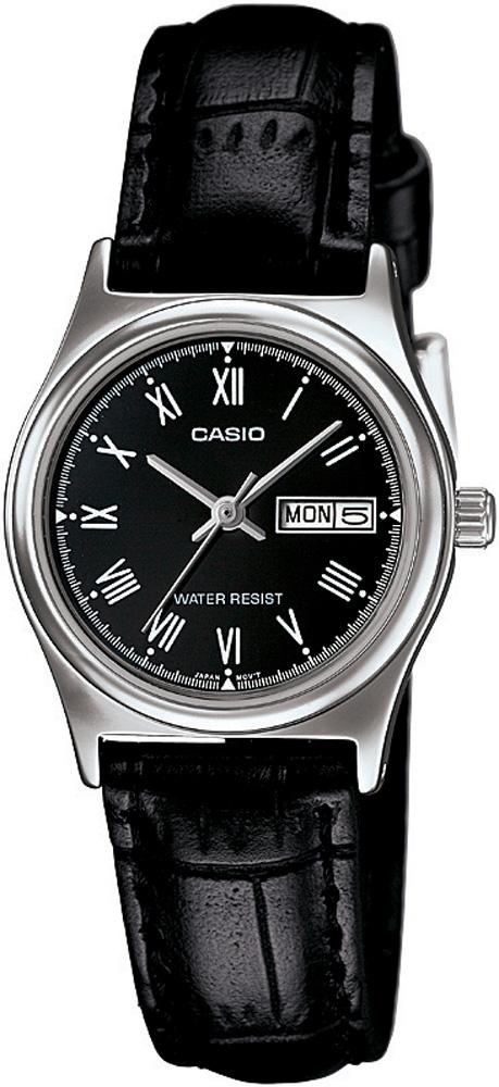 Casio LTP-V006L-1BUDF Takvimli 30.2 mm Siyah Deri Kordon Analog Kadın Kol Saati
