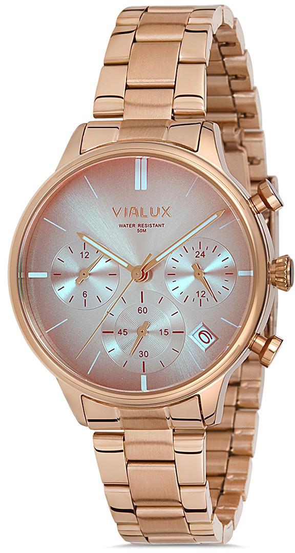 Vialux LY511R-02SX Takvimli 35.5 mm Rose Gold Çelik Kordon Analog Kadın Kol Saati