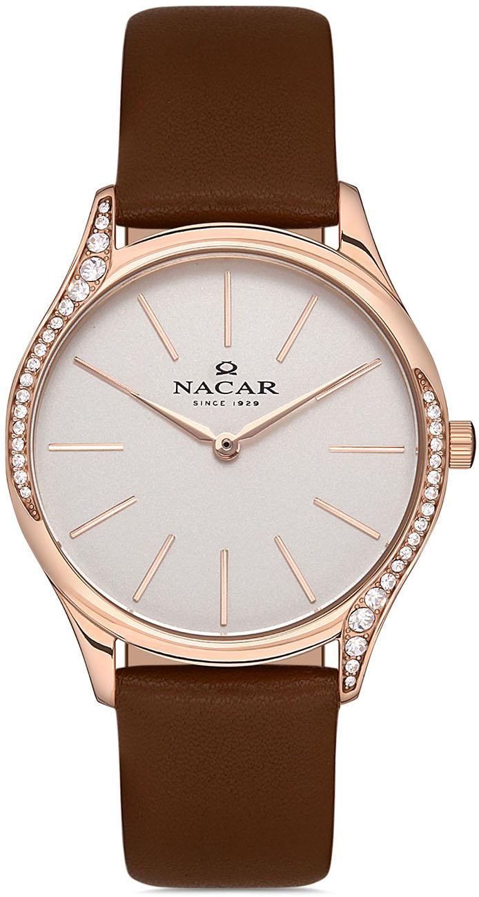 Nacar NC36-392021-RSL2 36 mm Kahverengi-Rose Gold Deri Kordon Analog Kadın Kol Saati