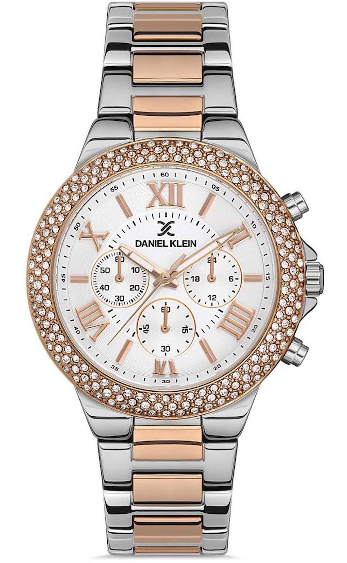 Daniel Klein DKE.1.10241.5 Takvimli 39 mm Gri-Rose Gold Metal Kordon Analog Kadın Kol Saati