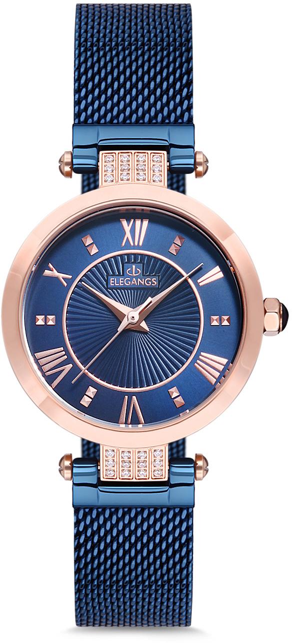 Elegangs EL2427.8 30 mm Lacivert Hasır Kordon Analog Kadın Kol Saati