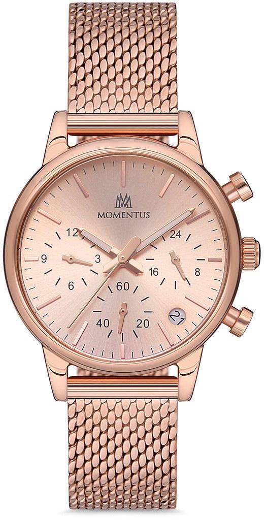 Momentus CW335R-12SR Takvimli 35 mm Rose Gold Hasır Kordon Analog Kadın Kol Saati