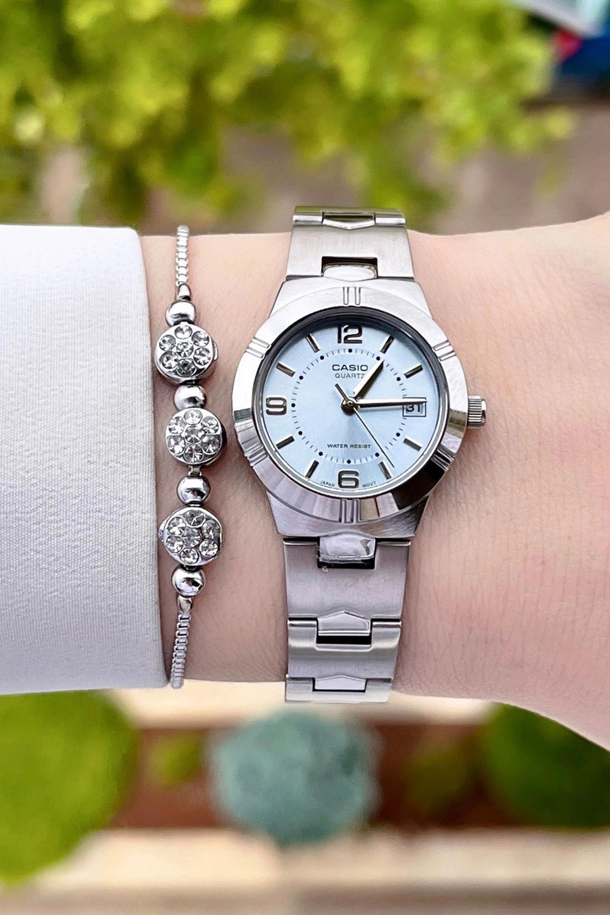 Casio CSISTE17 Takvimli 30 mm Gri Çelik Kordon Analog Kadın Kol Saati