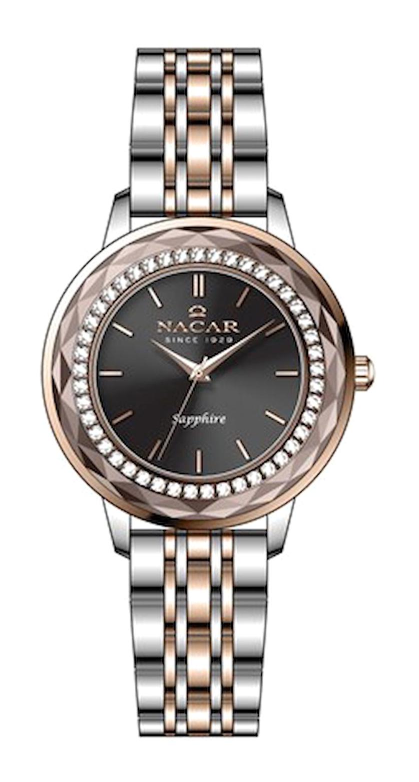 Nacar NC33-398223-EGMS 32 mm Gri-Rose Gold Çelik Kordon Analog Kadın Kol Saati