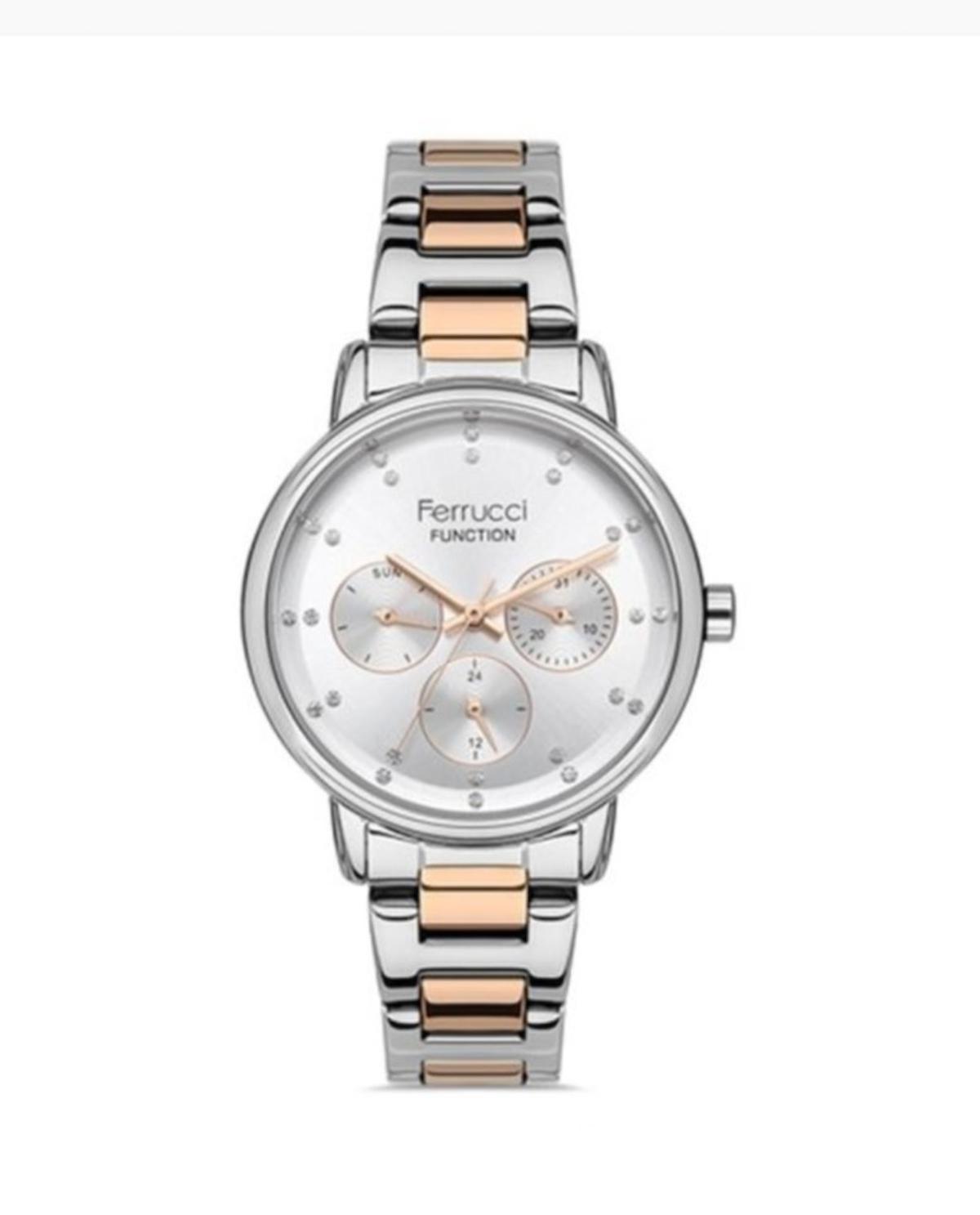 Ferrucci FC.13377FM.3 Takvimli 36 mm Gri-Rose Gold Çelik Kordon Analog Kadın Kol Saati