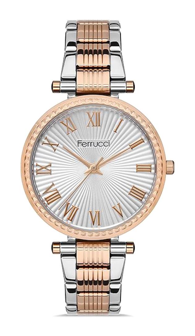 Ferrucci FFQ111614.A43 35 mm Gri-Rose Gold Metal Kordon Analog Kadın Kol Saati