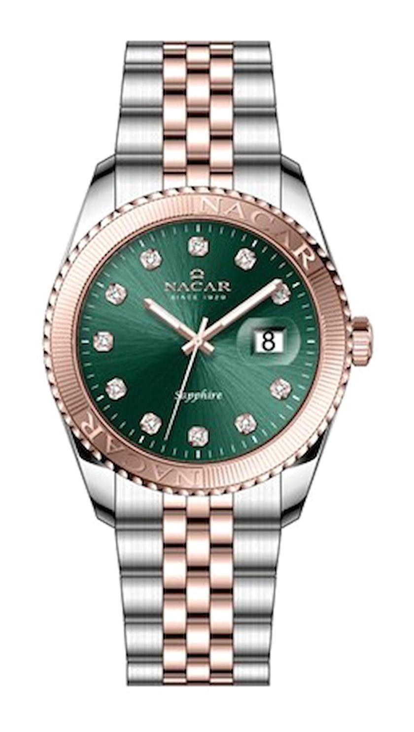 Nacar NC33-398351-ENMS Takvimli 33 mm Gri-Rose Gold Çelik Kordon Analog Kadın Kol Saati
