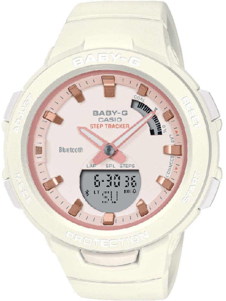 Casio BSA-B100CS-7A Takvimli 41 mm Beyaz Silikon Kordon Analog Kadın Kol Saati