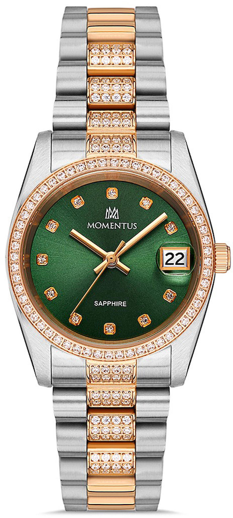 Momentus SS238T-15SR Takvimli 31 mm Gri-Rose Gold Çelik Kordon Analog Kadın Kol Saati