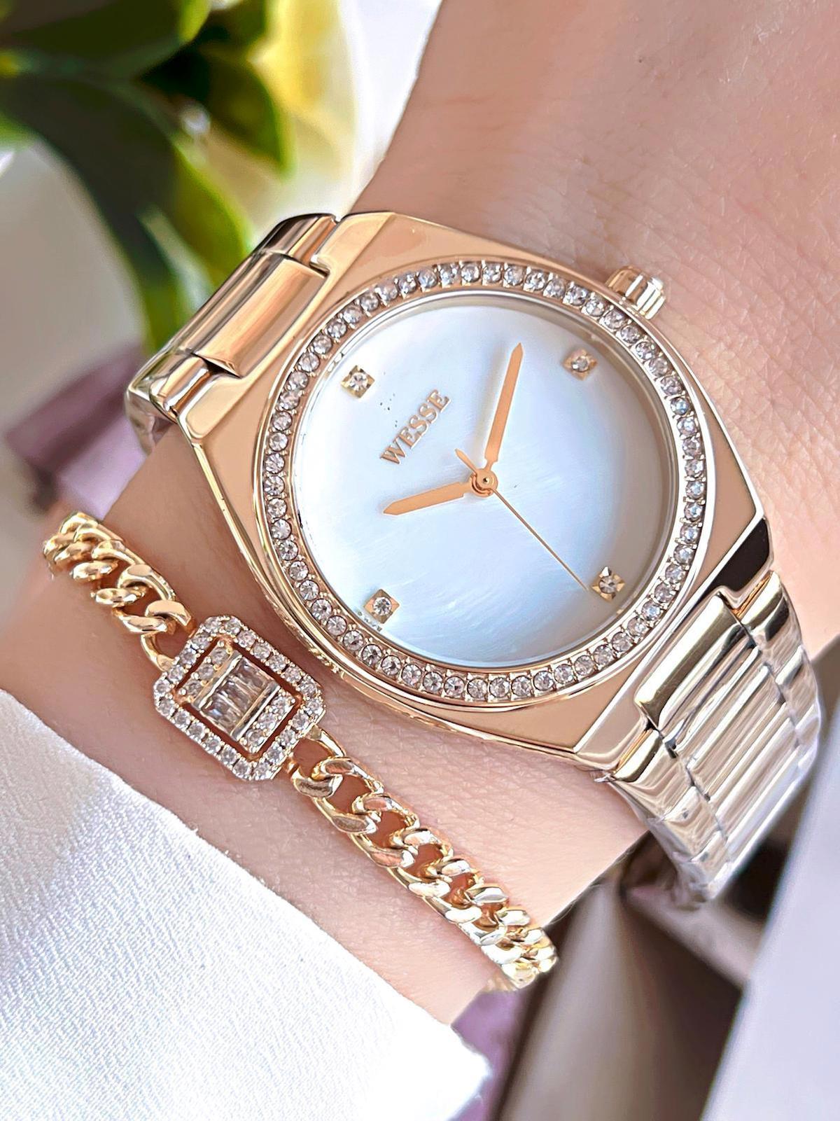Wesse BWWL112004 36 mm Gri Çelik Kordon Analog Kadın Kol Saati