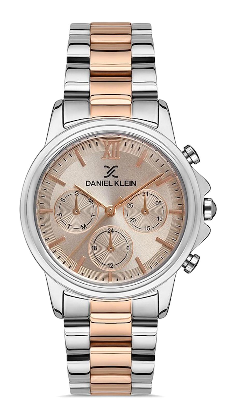 Daniel Klein EDK.1.10035-5 Takvimli 35 mm Gri-Rose Gold Çelik Kordon Analog Kadın Kol Saati