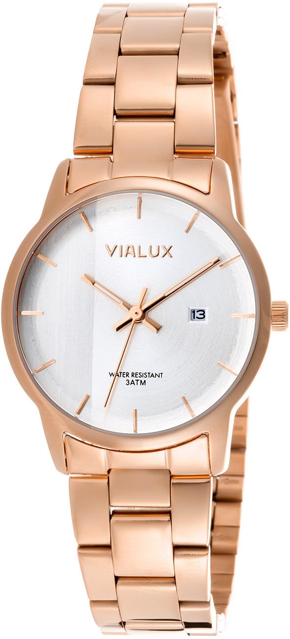 Vialux AJ537R-02SR Takvimli 30 mm Altın Çelik Kordon Analog Kadın Kol Saati