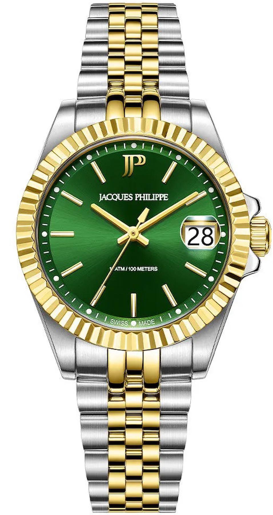 Jacques Philippe JPQGLS5873X8 34 mm Altın-Gri Çelik Kordon Analog Kadın Kol Saati