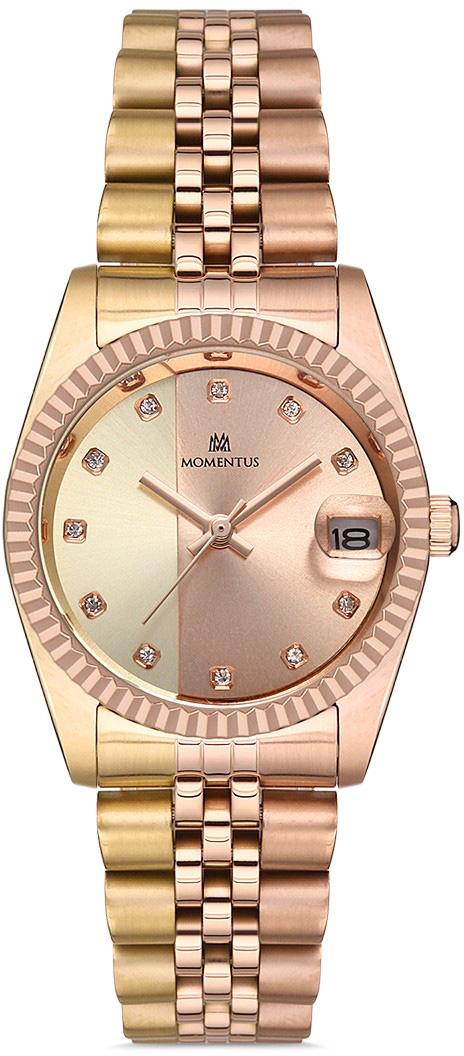 Momentus SW132T-12SZ Takvimli 31 mm Altın-Rose Gold Çelik Kordon Analog Kadın Kol Saati