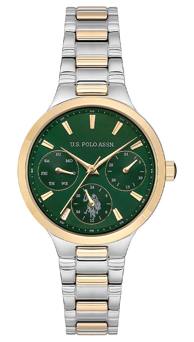 U.S. Polo Assn USPA2069-02 Takvimli 32 mm Altın-Gri Çelik Kordon Analog Kadın Kol Saati
