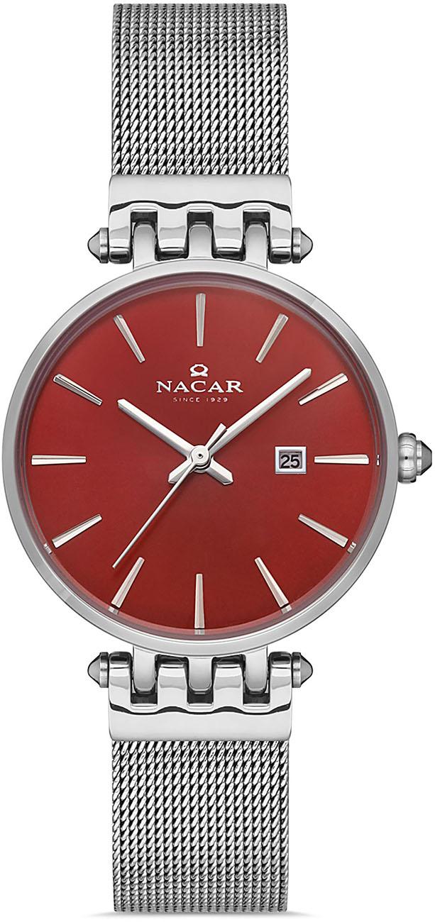 Nacar 34-390506-ARM Takvimli 30 mm Gri Hasır Kordon Analog Kadın Kol Saati