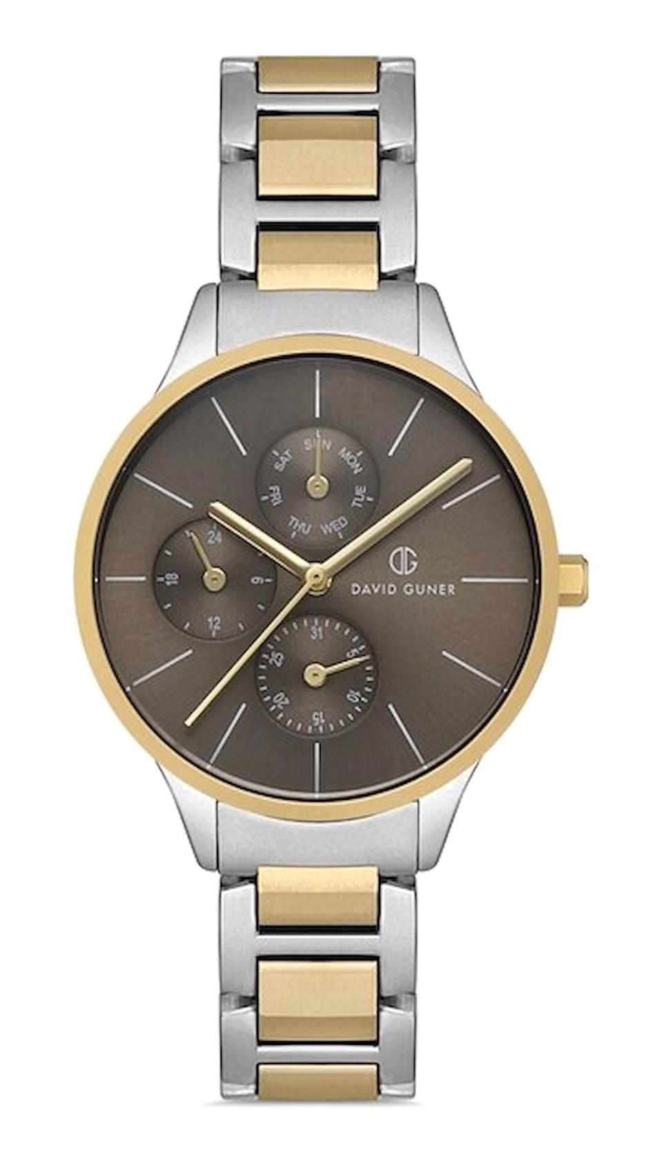 David Guner DG-8223LA-D9 35 mm Altın-Gri Çelik Kordon Analog Kadın Kol Saati
