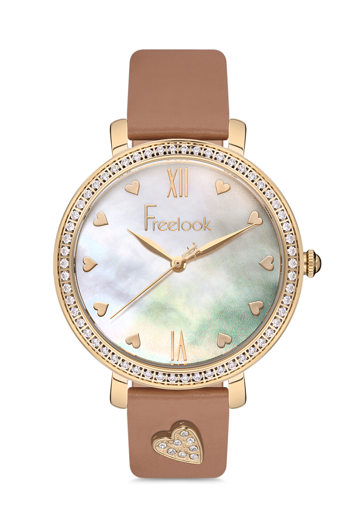 Freelook FL.1.10057.3 34 mm Kahverengi Deri Kordon Analog Kadın Kol Saati