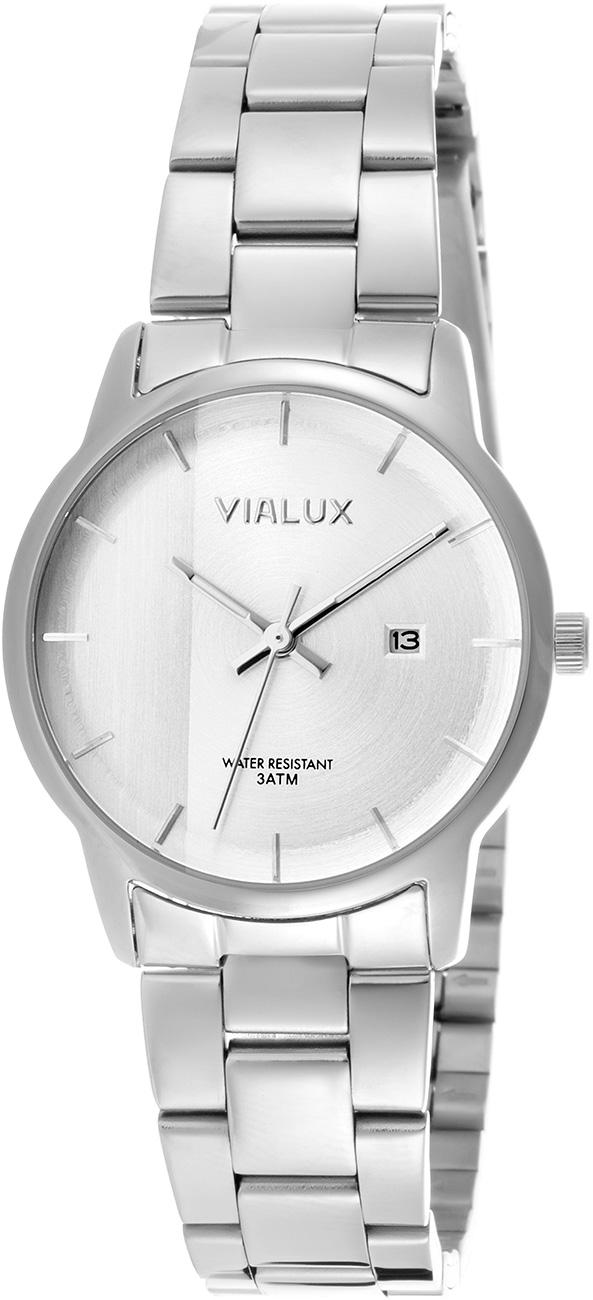 Vialux AJ537S-02SS Takvimli 30 mm Gri Çelik Kordon Analog Kadın Kol Saati