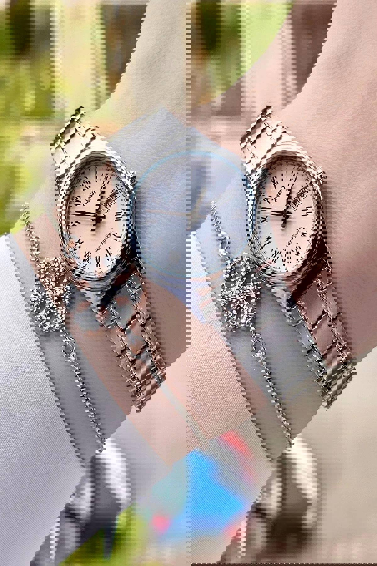 Casio CSISTE28 Takvimli 30 mm Gri Çelik Kordon Analog Kadın Kol Saati
