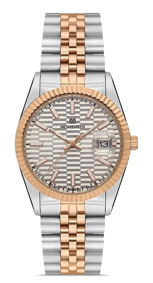 Momentus CW138T-03SR Takvimli 36 mm Gri-Rose Gold Çelik Kordon Analog Kadın Kol Saati