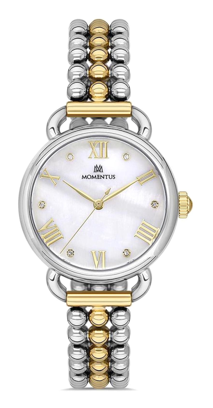 Momentus SW109T-09SG 33 mm Altın-Gri Çelik Kordon Analog Kadın Kol Saati