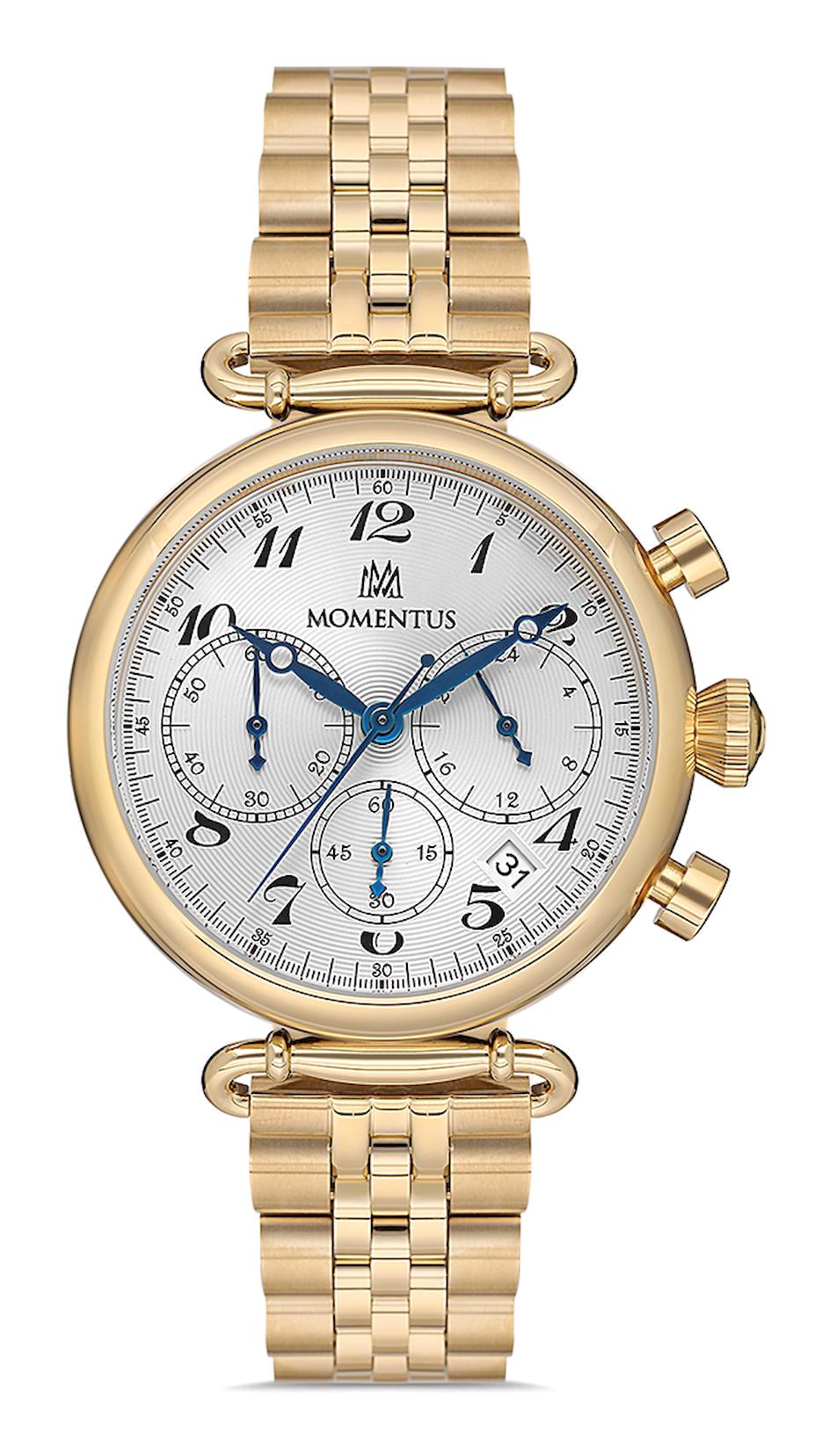 Momentus TC250G-02GM Takvimli 40 mm Altın Çelik Kordon Analog Kadın Kol Saati