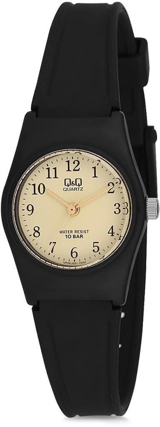 Q&Q VP35J001Y 20 mm Siyah Silikon Kordon Analog Kadın Kol Saati