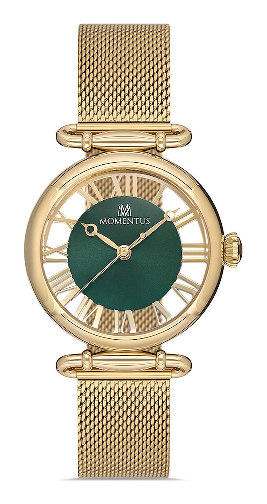 Momentus CW280G-15SG 34 mm Altın Hasır Kordon Analog Kadın Kol Saati