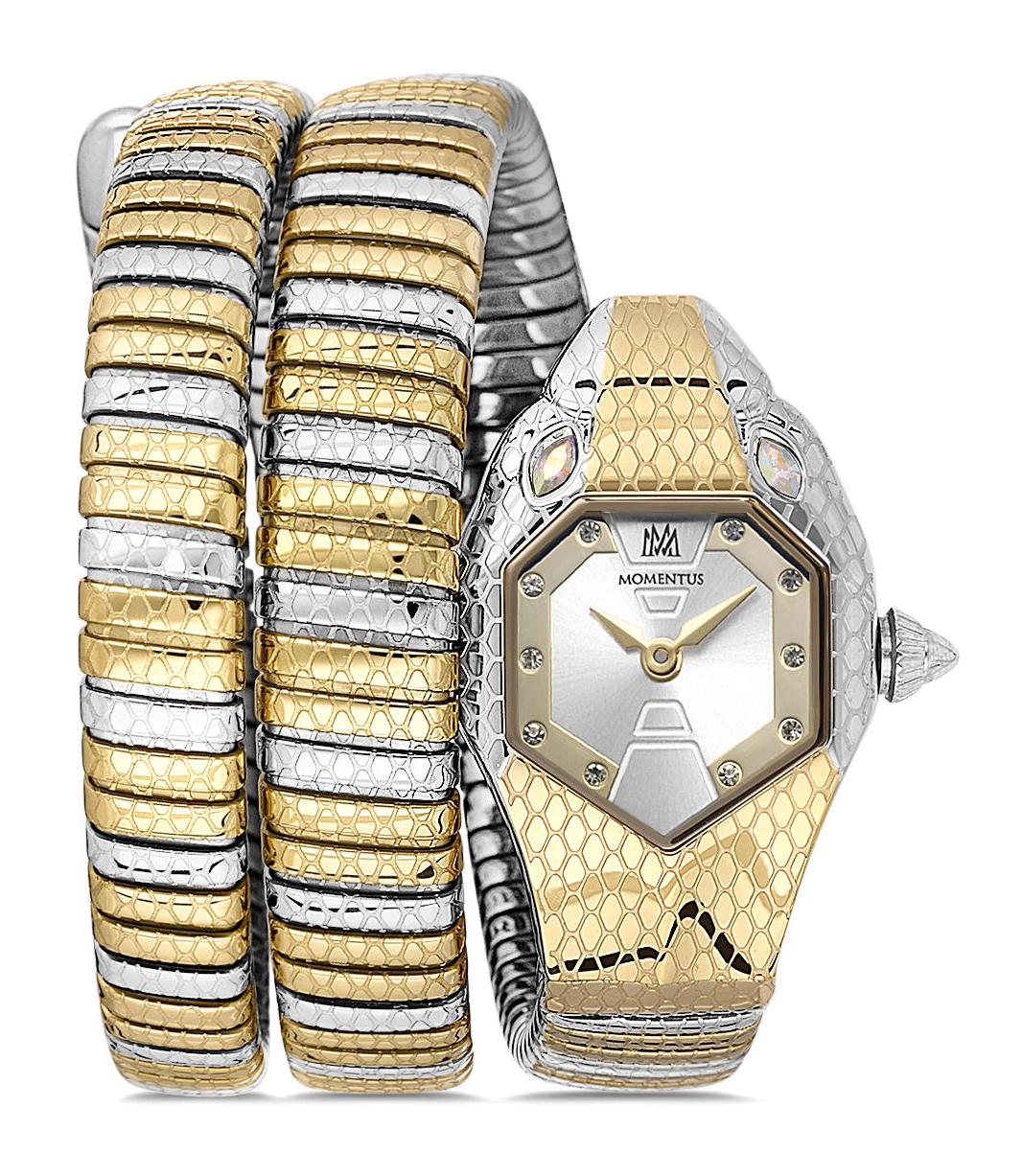 Momentus SS260T-02SG 15-16.5 mm Altın-Gri Çelik-Sarmal Kordon Analog Kadın Kol Saati