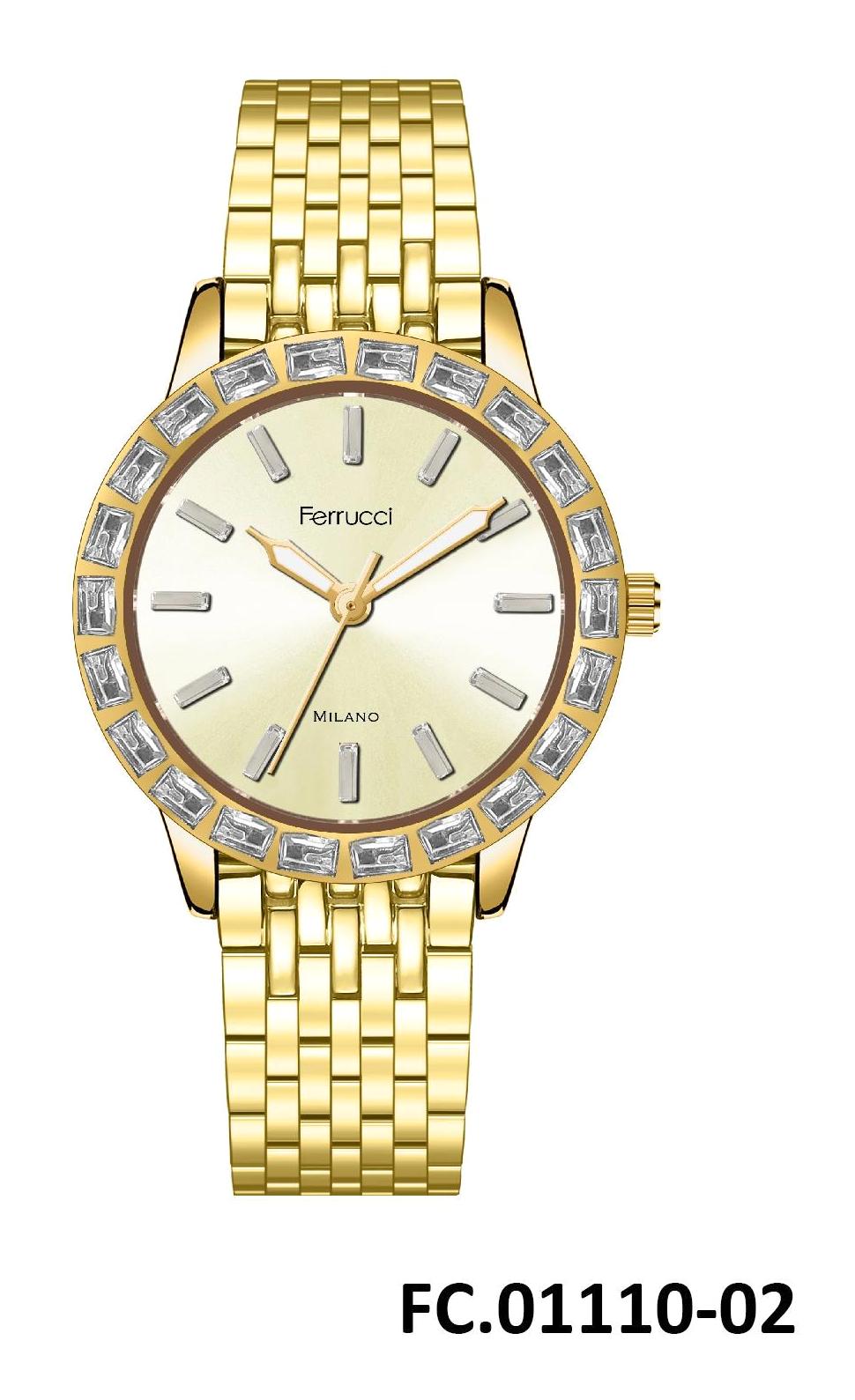 Ferrucci FRC.FT.1.301 34 mm Altın Çelik Kordon Analog Kadın Kol Saati
