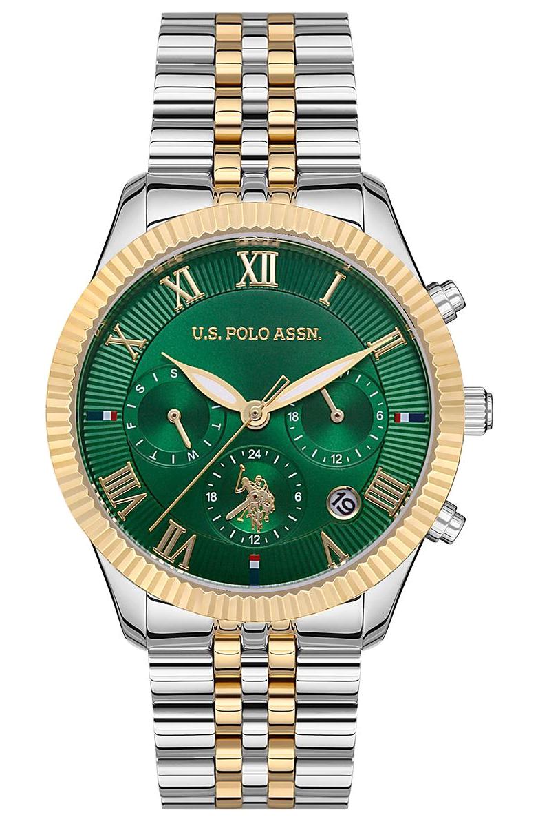 U.S. Polo Assn USPA2040-08 Takvimli 38 mm Altın-Gri Çelik Kordon Analog Kadın Kol Saati