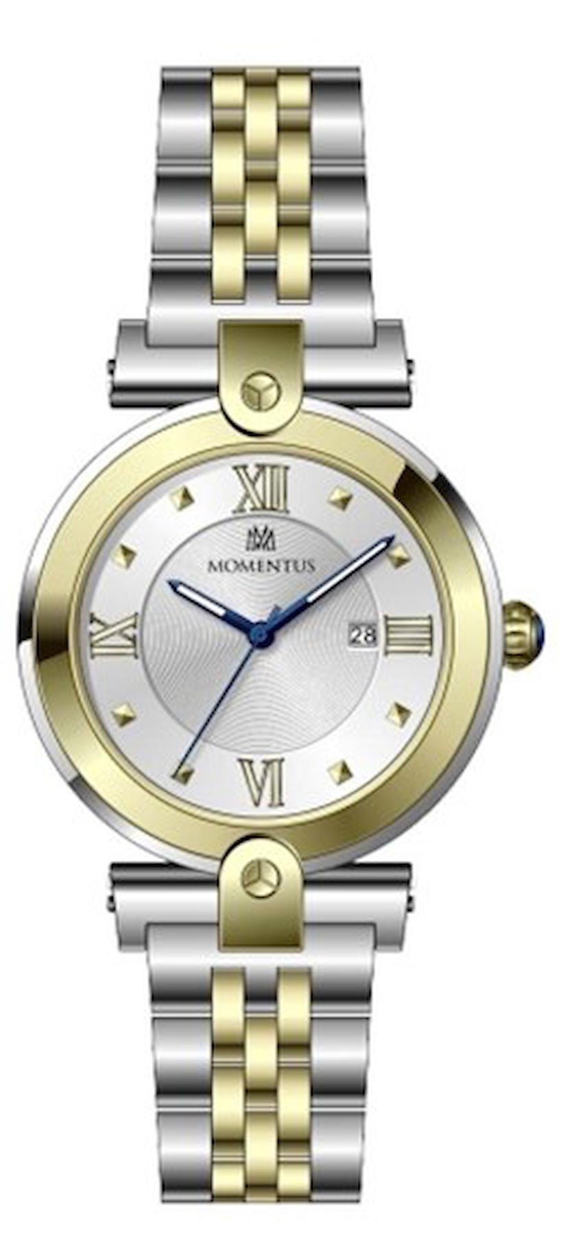 Momentus CS380T-02SG Takvimli 32 mm Altın-Gri Çelik Kordon Analog Kadın Kol Saati