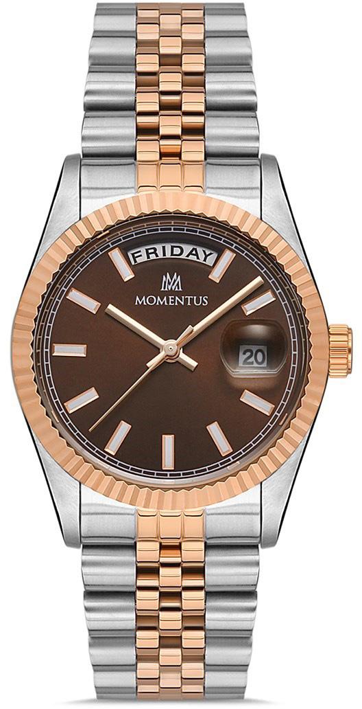 Momentus CW137T-06SR Takvimli 34 mm Gri-Rose Gold Çelik Kordon Analog Kadın Kol Saati