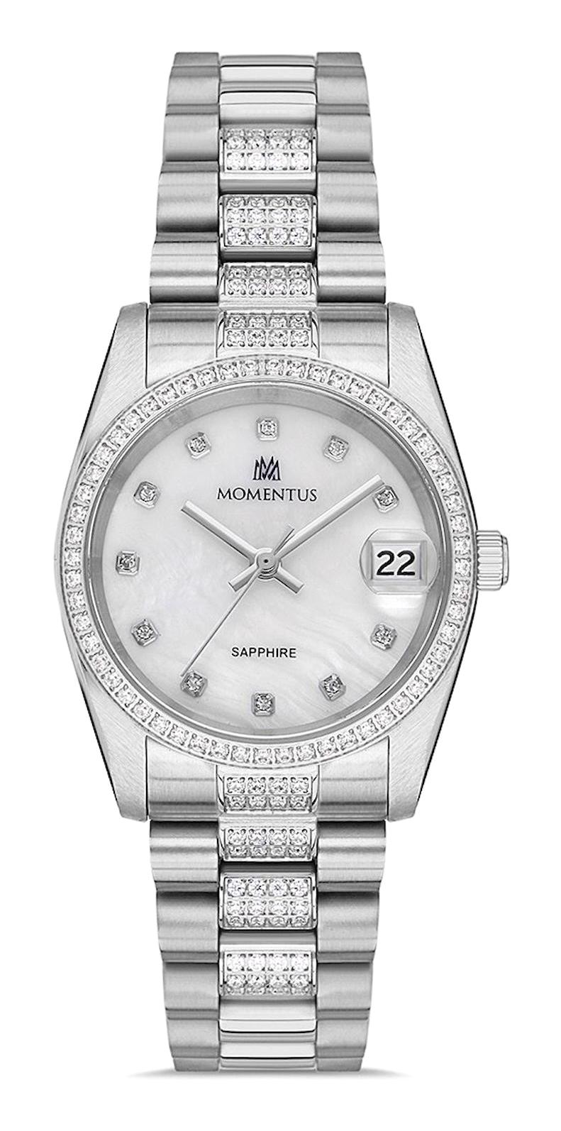 Momentus SS238S-09SS Takvimli 31 mm Gri Çelik Kordon Analog Kadın Kol Saati