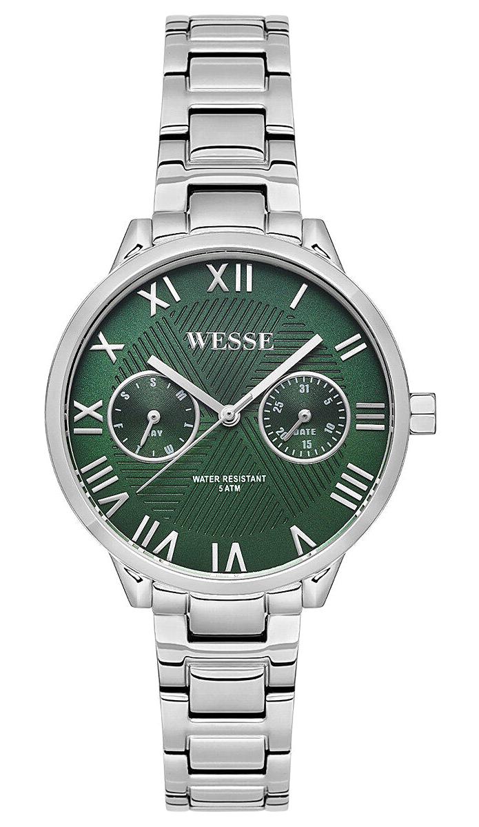Wesse WWL303002 Takvimli 34 mm Gri Çelik Kordon Analog Kadın Kol Saati