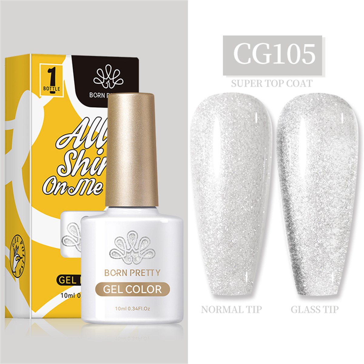 Born Pretty Silky White Serisi CG105 Gümüş Işıltılı Kalıcı Simli Oje