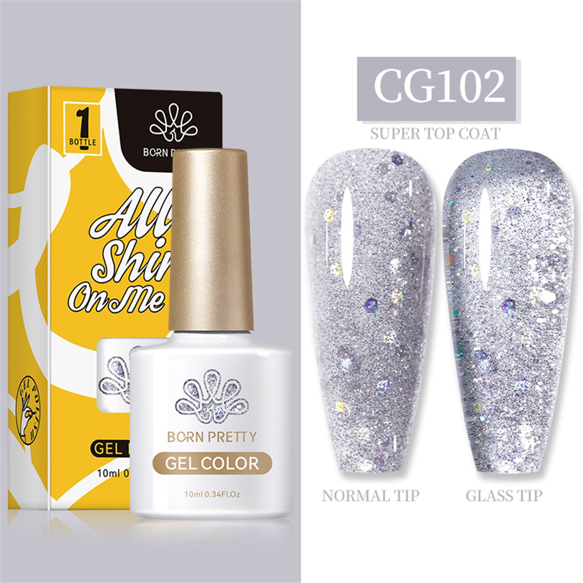 Born Pretty Silky White Serisi CG102 Gümüş Işıltılı Kalıcı Simli Oje