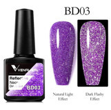 Venalisa Reflective Flash Disco BD03 Mor Işıltılı Kalıcı Simli Jel Oje