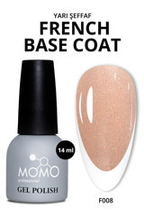 Momo French Base F008 Somon Parlak Kalıcı Simli Oje