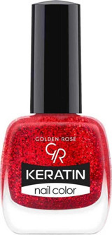 Golden Rose Keratin Nail Color 415 Kırmızı Işıltılı Simli Oje