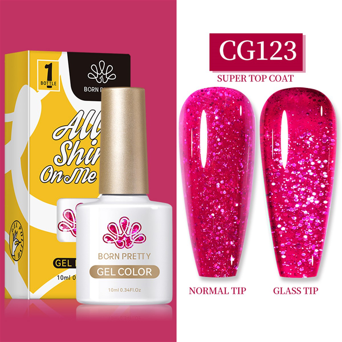 Born Pretty Silky White Serisi CG123 Pembe Işıltılı Kalıcı Simli Oje