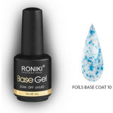 Roniki Foils Base 10 Mavi Işıltılı Kalıcı Simli Oje