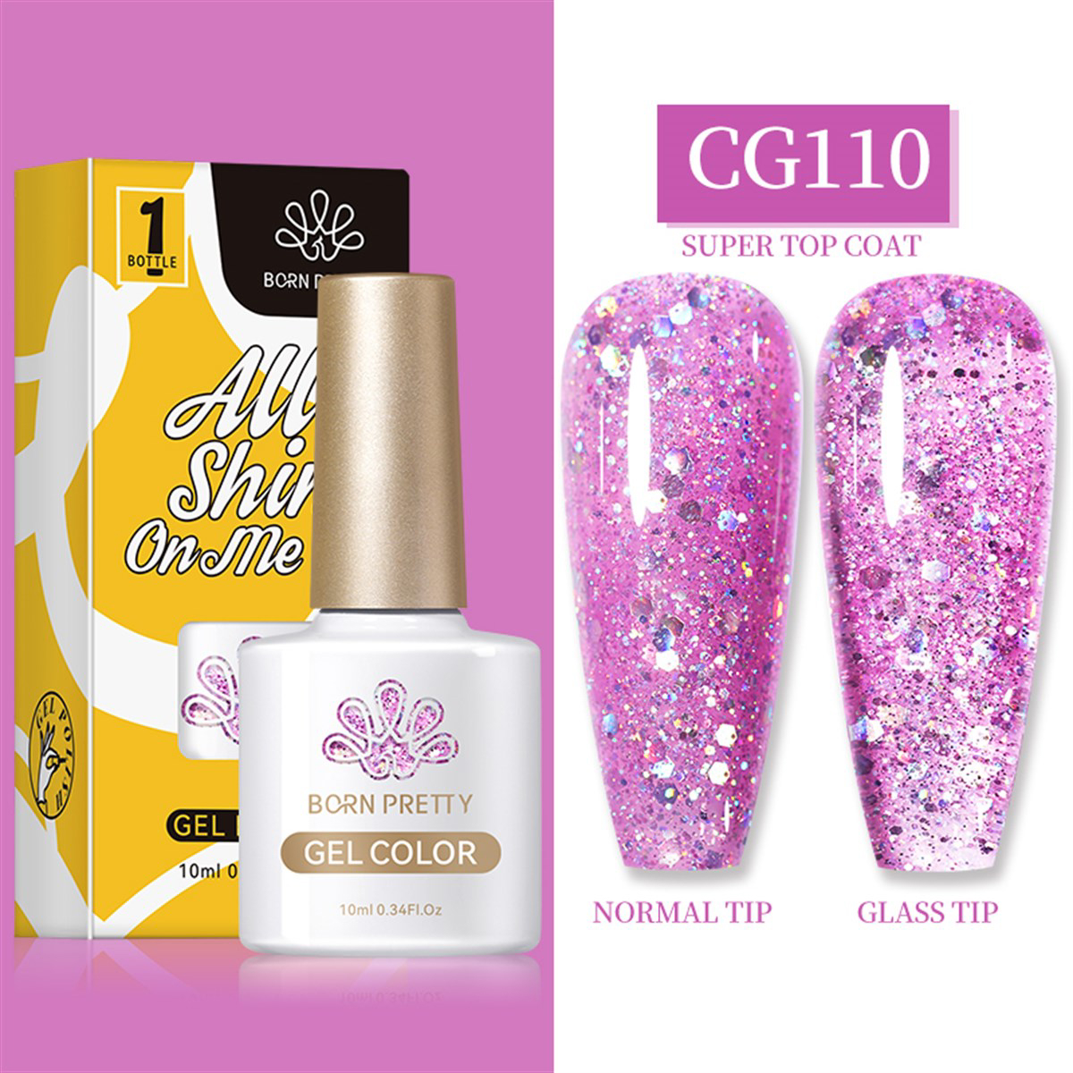 Born Pretty Silky White Serisi CG110 Mor Işıltılı Kalıcı Simli Oje